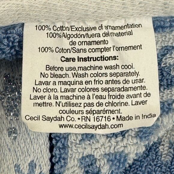Vintage Bath Towel Cecil Sayday Set of 2 Snowman Snowflakes Blue white - Picture 5 of 16
